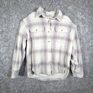 American Eagle Outfitters oversized plaid shacket Plaid Tan Cream Size XS